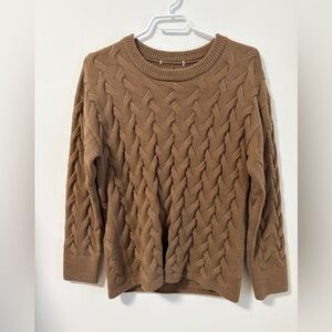Brown Knit Cable Knit Braided Sweater